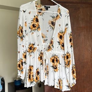 Torrid sunflower sheer cover up/cardigan